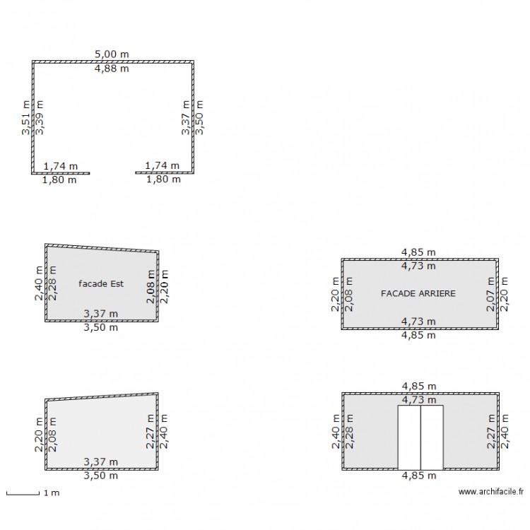 ABRI DE JARDIN: SOL ET FACADES. Plan de 0 pièce et 0 m2