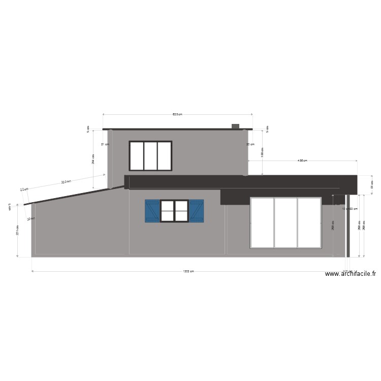 façade nord ouest. Plan de 0 pièce et 0 m2