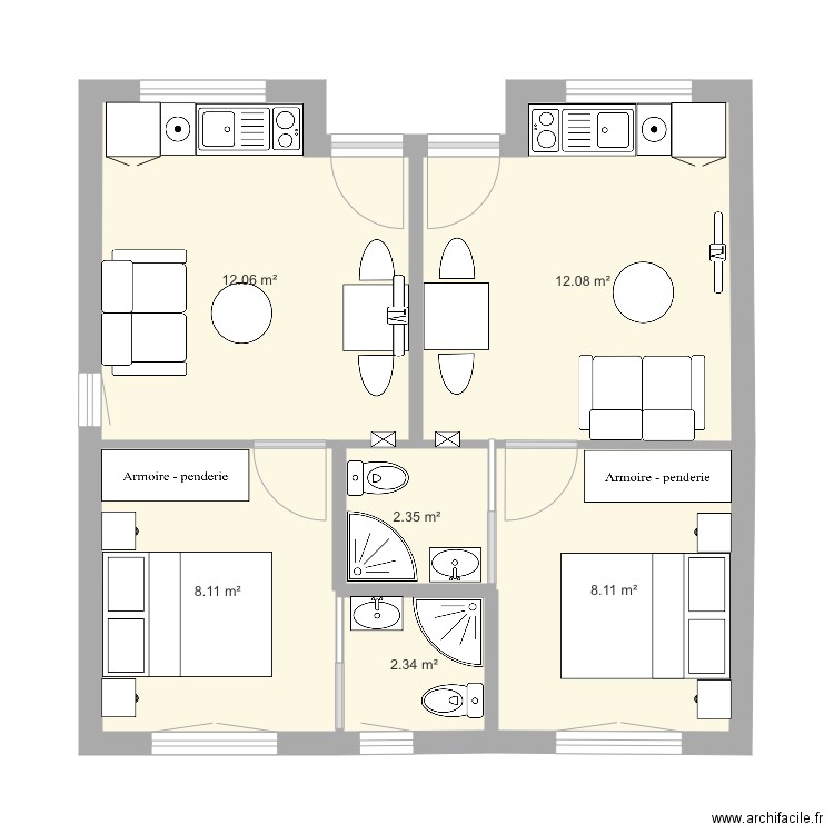 Mions 2 f2. Plan de 0 pièce et 0 m2