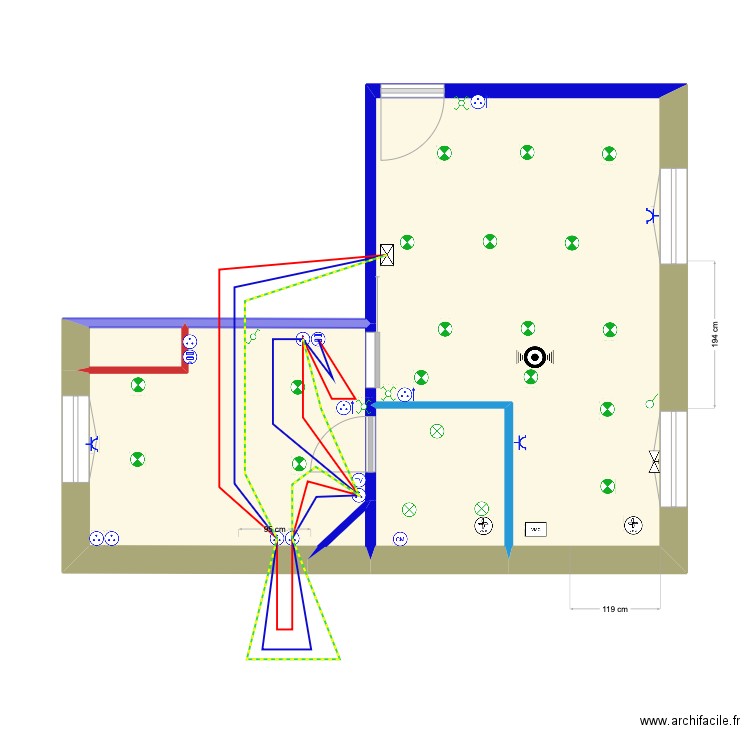 Louis Pasteur 2 PC Chambre circuit 1. Plan de 5 pièces et 32 m2