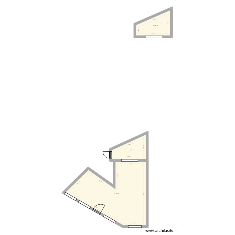 Plan Adeline (soeur Léanne) . Plan de 3 pièces et 65 m2