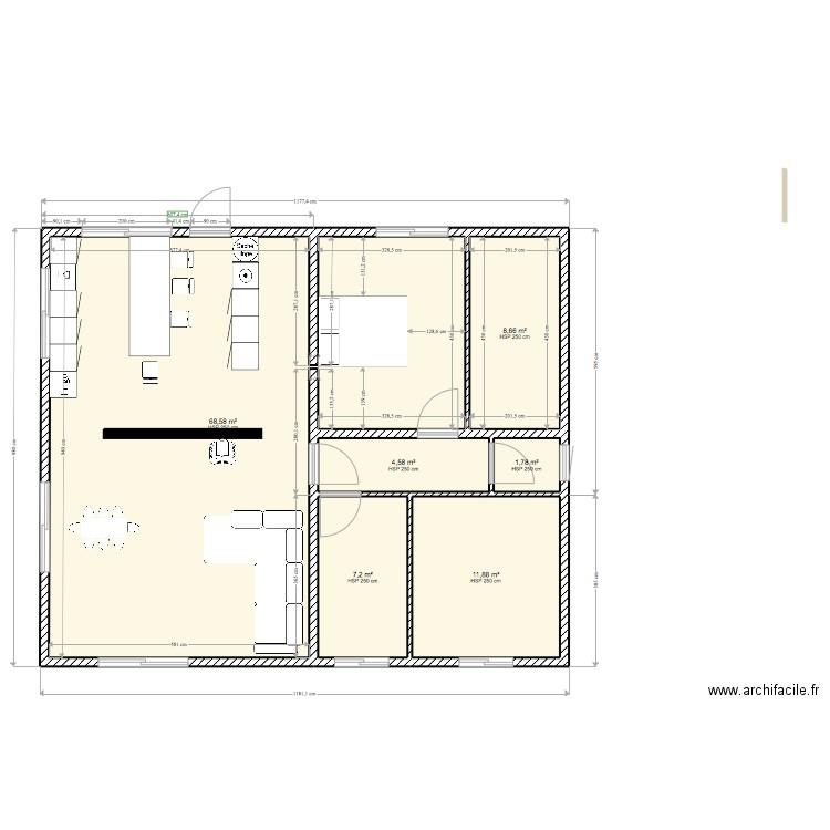 PLAN FONDATION BIS 2. Plan de 6 pièces et 103 m2