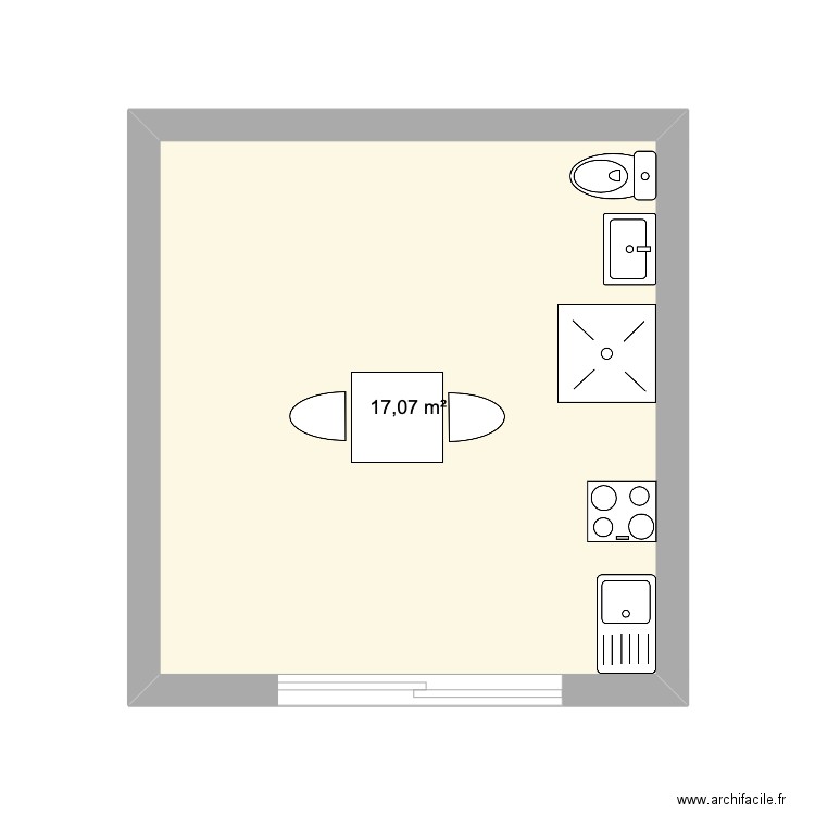 studio DUNES. Plan de 2 pièces et 34 m2