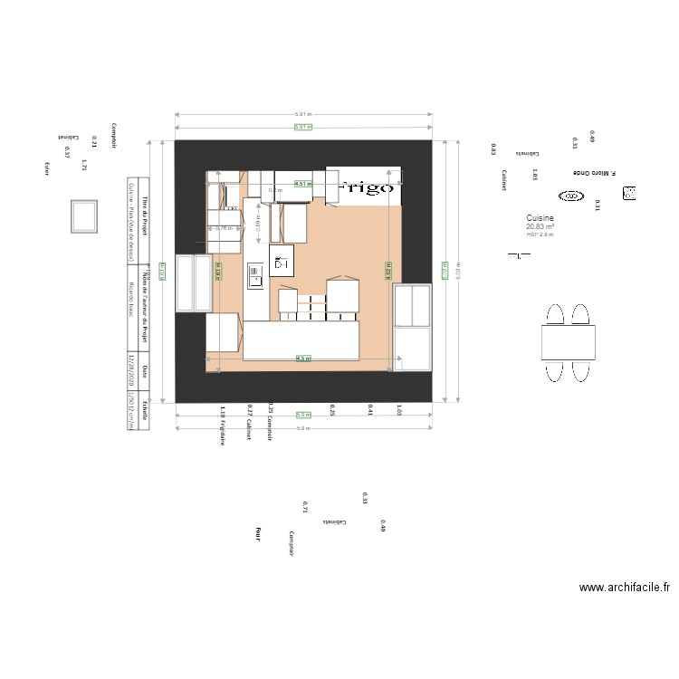 PLAN   CUISINE VUE DESSUS 66666. Plan de 0 pièce et 0 m2