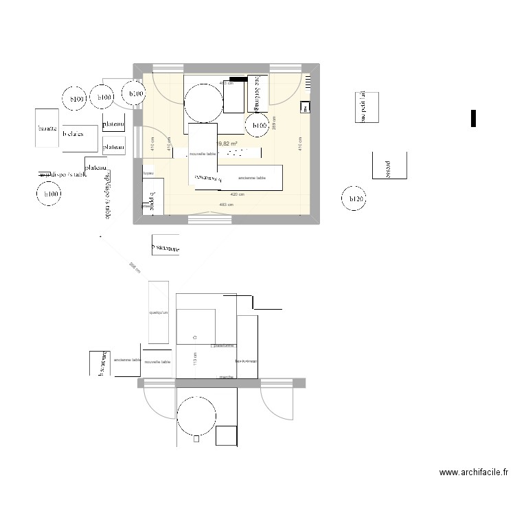 salle de fab 280722. Plan de 1 pièce et 20 m2