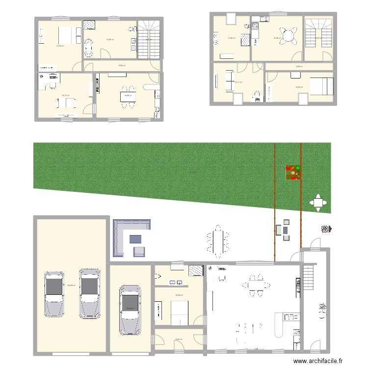 rez-de-chaussée. Plan de 16 pièces et 251 m2