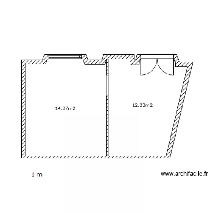 Appartement 1 (Avant travaux). Plan de 