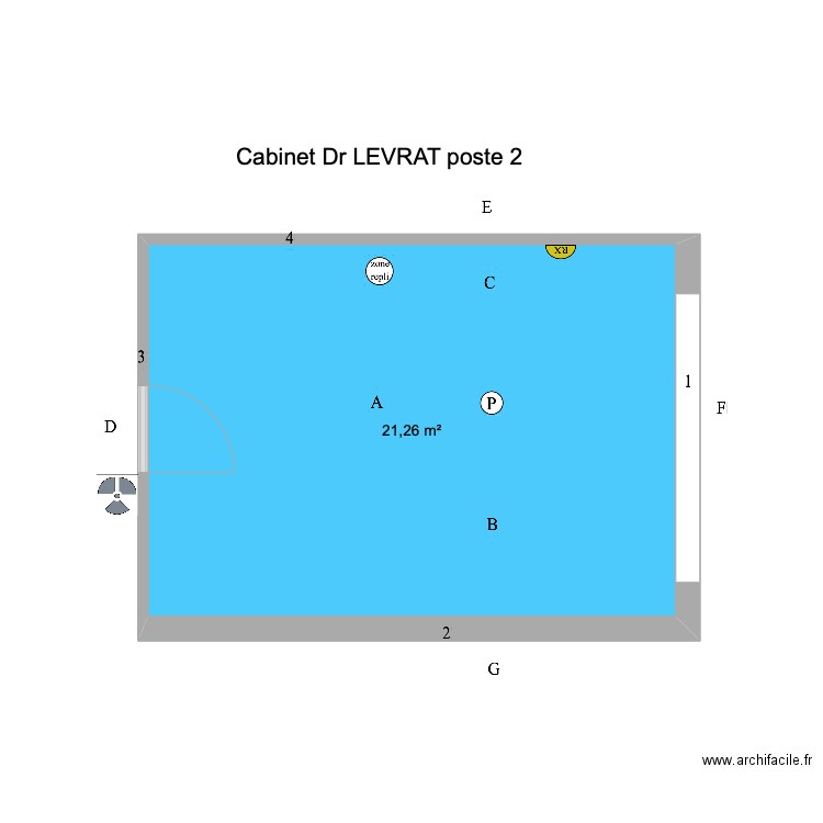 Dr LEVRAT poste 2. Plan de 1 pièce et 21 m2