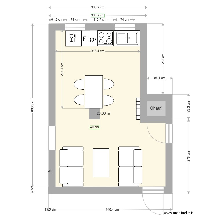 cuisine fenêtres small. Plan de 0 pièce et 0 m2