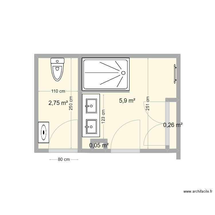 PLAN SDB 07 2023. Plan de 4 pièces et 9 m2