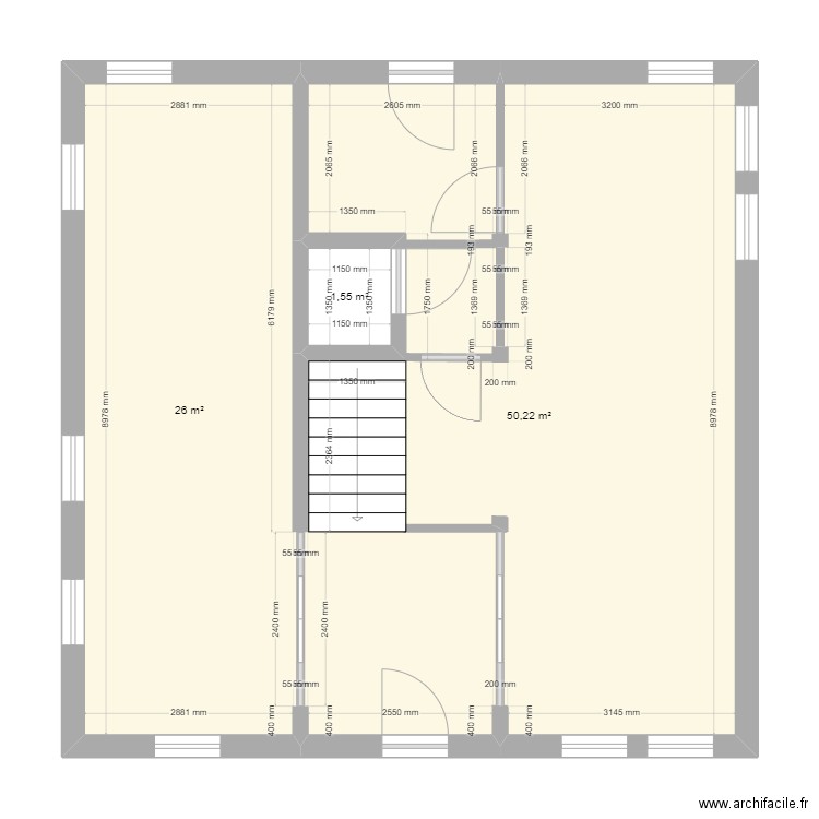 Plan1. Plan de 3 pièces et 78 m2