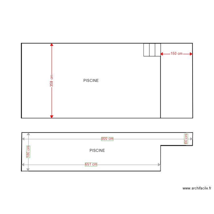 PLAN PISCINE 800X350. Plan de 0 pièce et 0 m2