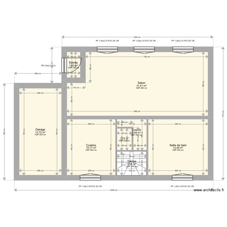 titre. Plan de 17 pièces et 159 m2