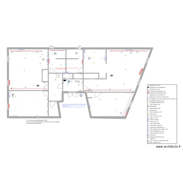 Bellot 1er etage- elec. Plan de 12 pièces et 206 m2