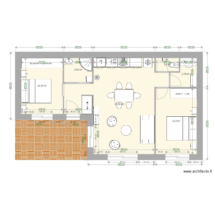 plain pied 2 chambres bis. Plan de 0 pièce et 0 m2