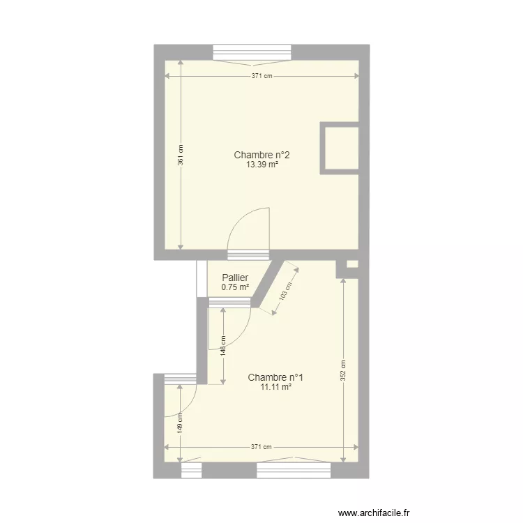 Chambre 1 Elise. Plan de 