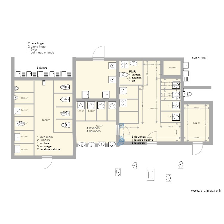 projet douche. Plan de 0 pièce et 0 m2