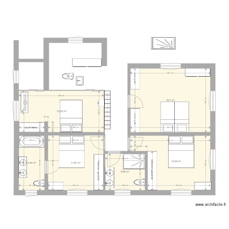 PROJET MAISON 17. Plan de 6 pièces et 70 m2