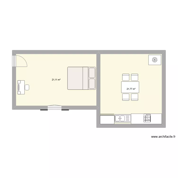 Laeti. Plan de 2  et 43 m²