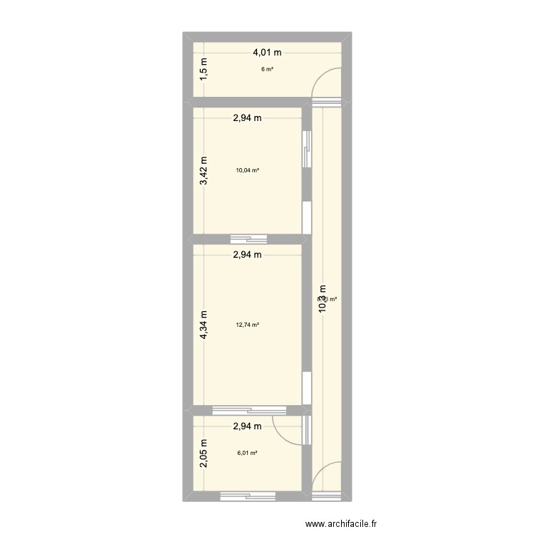 house. Plan de 5 pièces et 43 m2