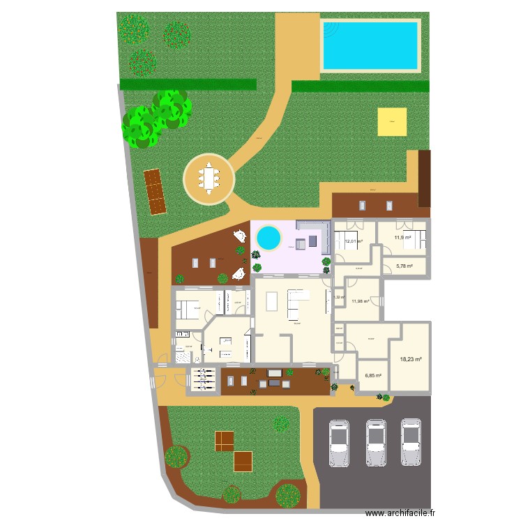 Alison - Extension Olbreuse 03. Plan de 18 pièces et 183 m2
