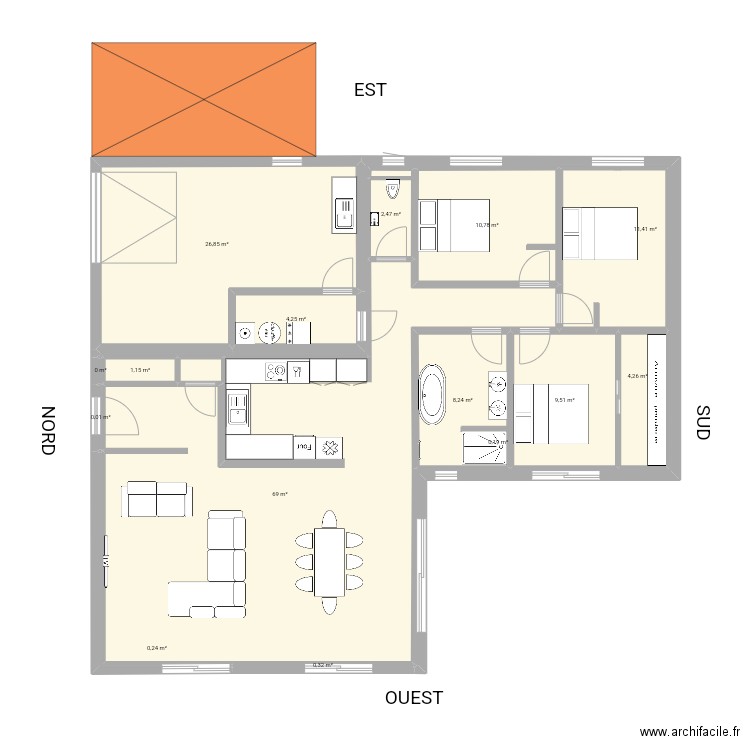 Maison officielle 5. Plan de 15 pièces et 149 m2