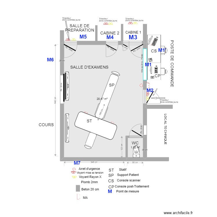 plan implantation vierge. Plan de 2 pièces et 30 m2