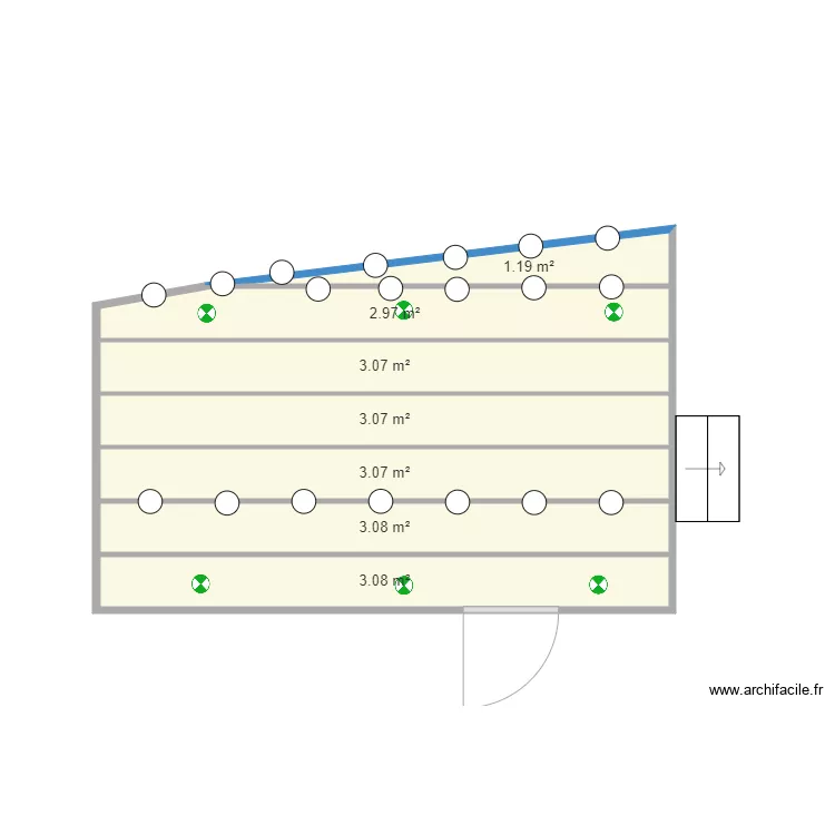 Terrasse haute facade. Plan de 