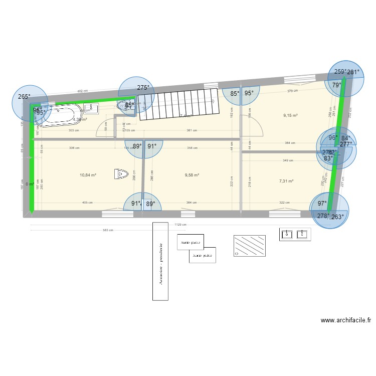 Plan R+1 test différent. Plan de 8 pièces et 49 m2