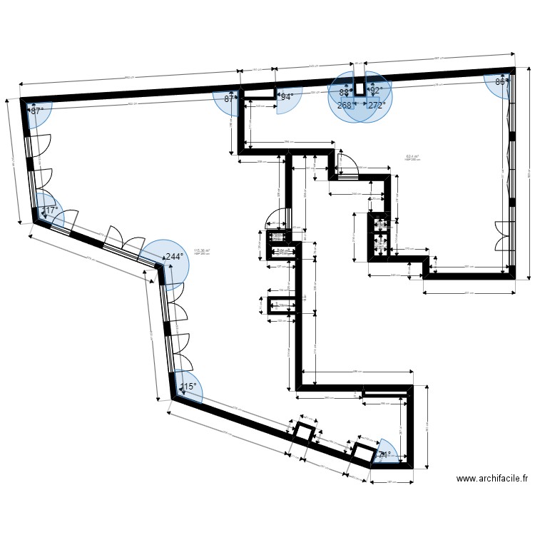 Brulefer 93100 Montreuil Existant JORDAN. Plan de 11 pièces et 181 m2