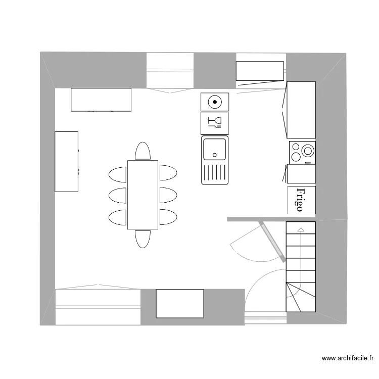 salle a manger et cuisine. Plan de 