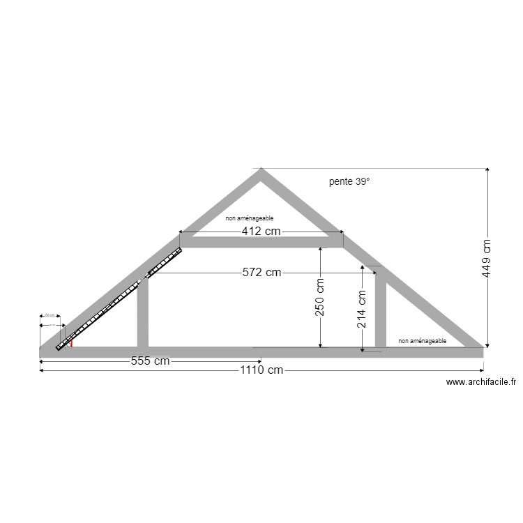 14 c évacuation WC étage. Plan de 0 pièce et 0 m2