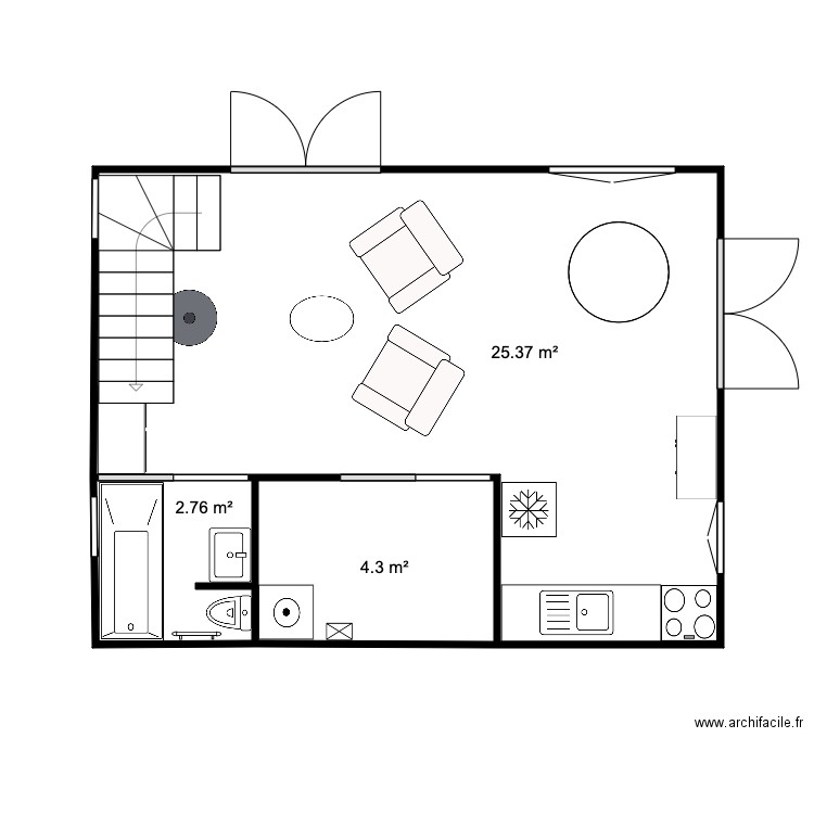 RDC Chalet 33 m2 Test 3. Plan de 0 pièce et 0 m2