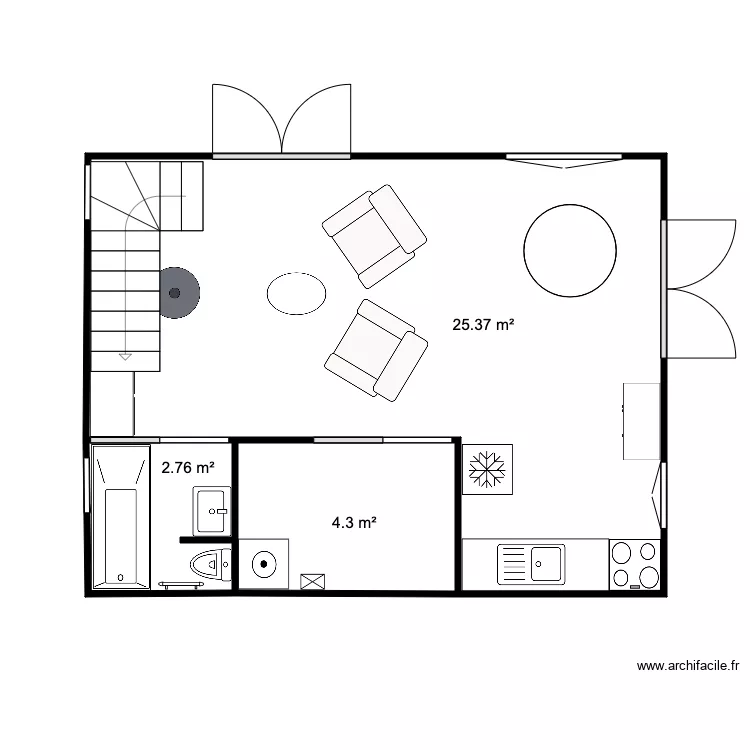 RDC Chalet 33 m2 Test 3. Plan de 