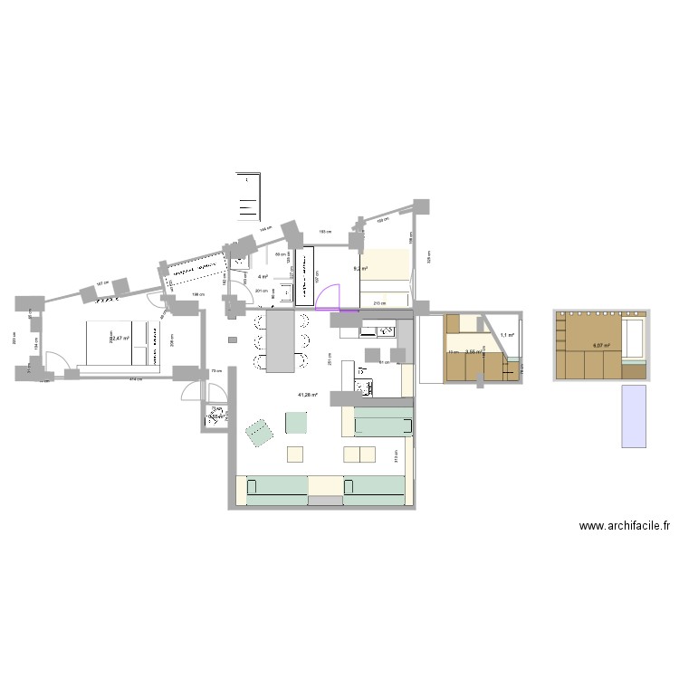 SAINT FIACRE côté. Plan de 8 pièces et 78 m2