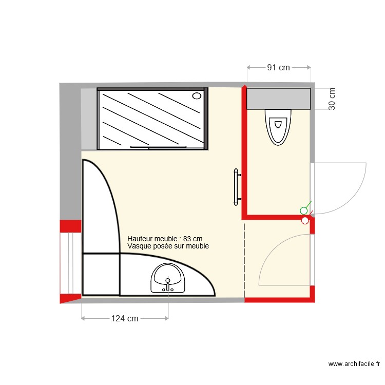 Salle de bain haut. Plan de 0 pièce et 0 m2