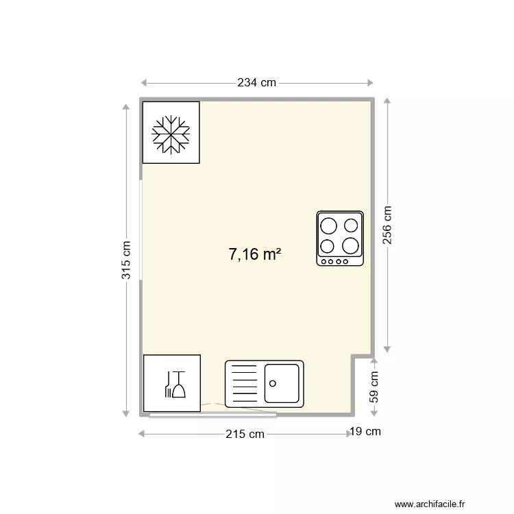 Croix-Nivert - Cuisine Plan vierge. Plan de 
