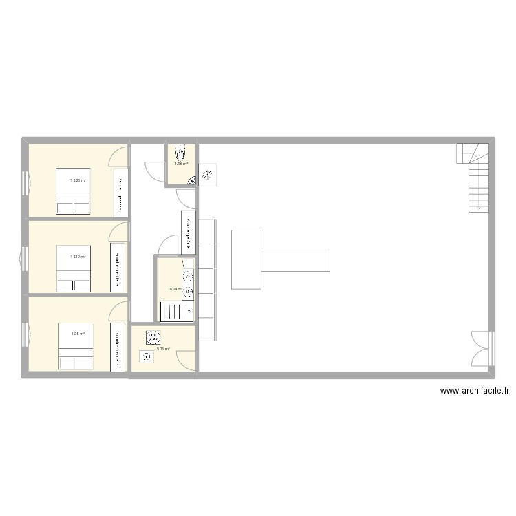 Causses et veyran. Plan de 6 pièces et 48 m2