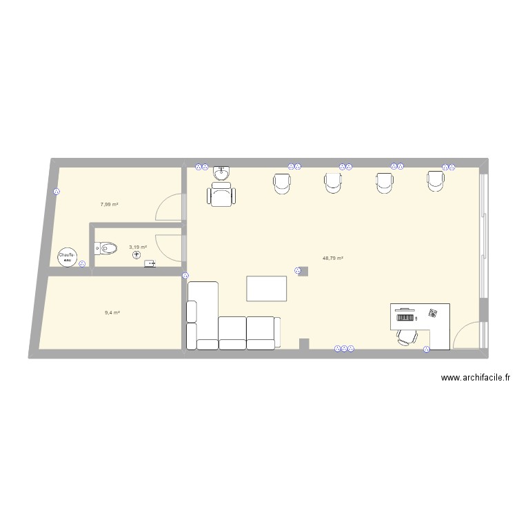 plan salon coiffure. Plan de 0 pièce et 0 m2