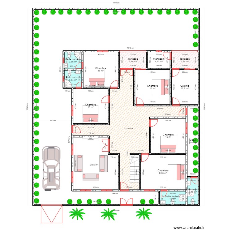 GUEYE                                                                                                                                                                                                                                                          . Plan de 17 pièces et 394 m2