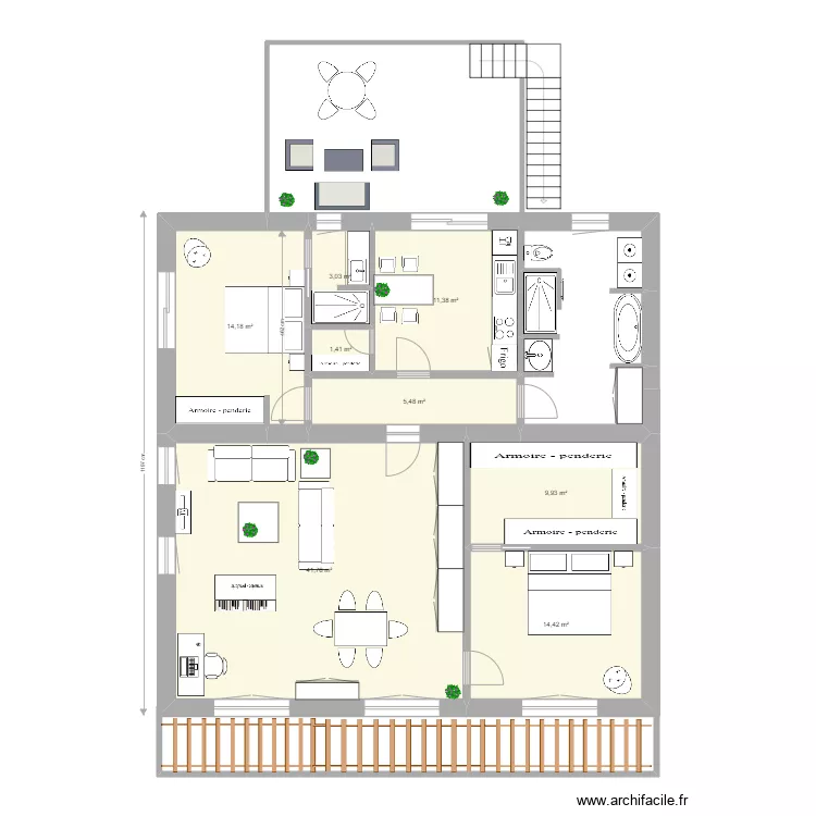 Appartement etage UMIA escalier interieur. Plan de 