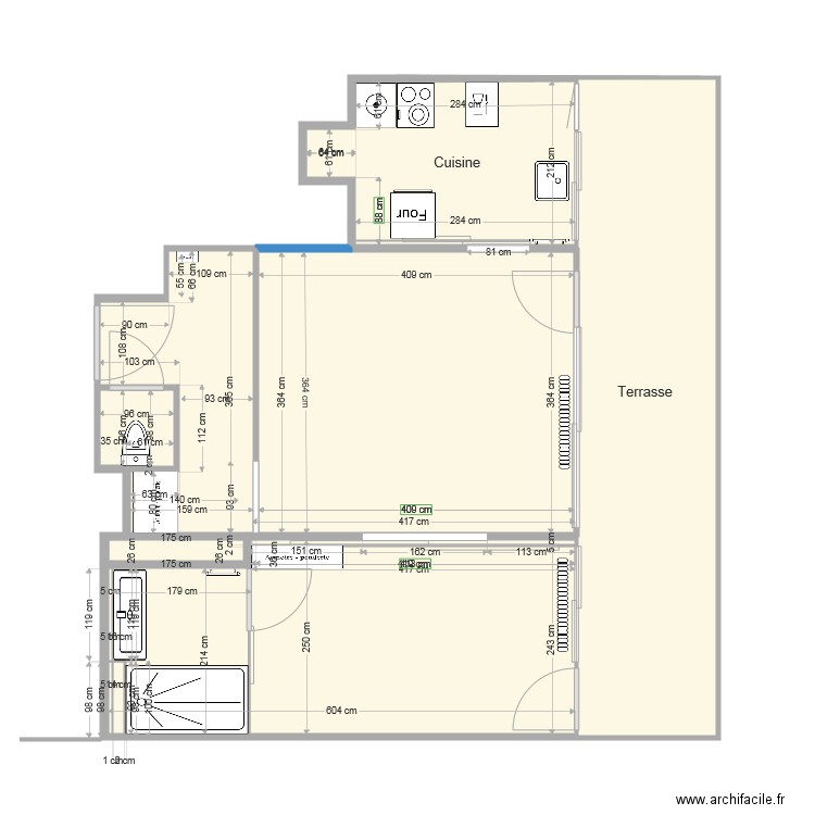 plan modifié avec doublage. Plan de 0 pièce et 0 m2