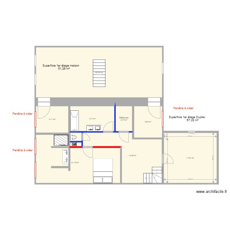 Maison Seb Pisvin Etage 1. Plan de 0 pièce et 0 m2