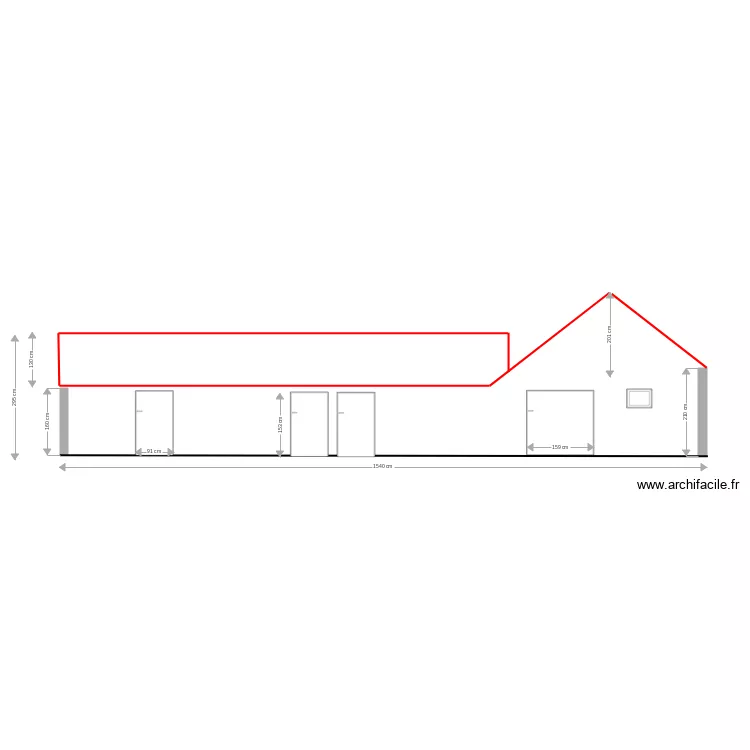 fa&ccedil;ade nord existante valid&eacute;e. Plan de 