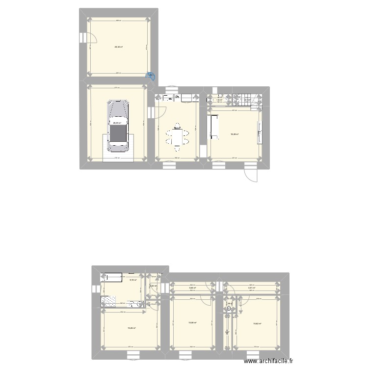 st Geoire rdv et étage. Plan de 15 pièces et 163 m2