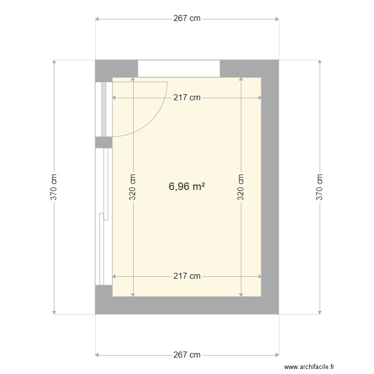 Cuisine. Plan de 1 pièce et 9 m2