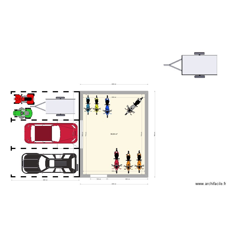 carport sans boxes. Plan de 1 pièce et 39 m2