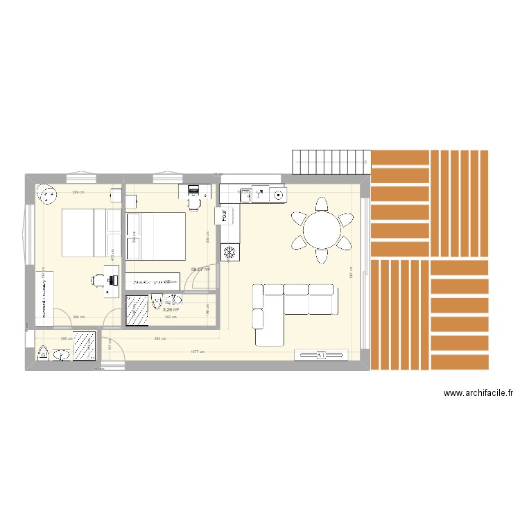 Appartement parc ducup2 140723. Plan de 2 pièces et 61 m2