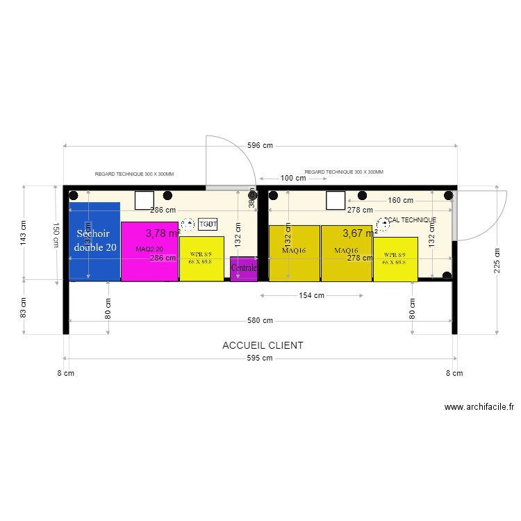 KIOSQUE M2 D STD20 . Plan de 2 pièces et 7 m2