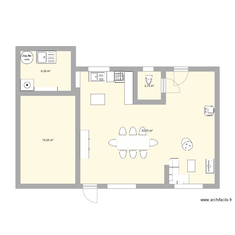 Maison. Plan de 4 pièces et 68 m2